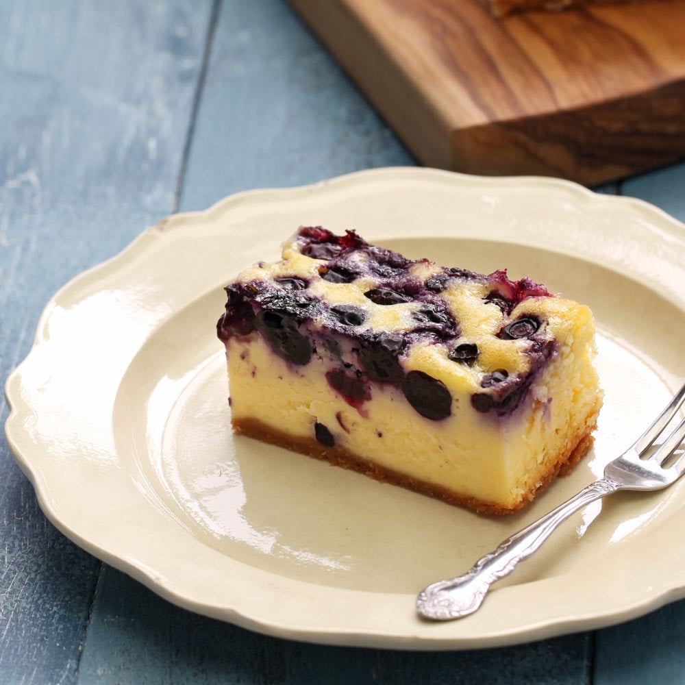 Blueberry Cheesecake Bars | Low Sugar Recipe