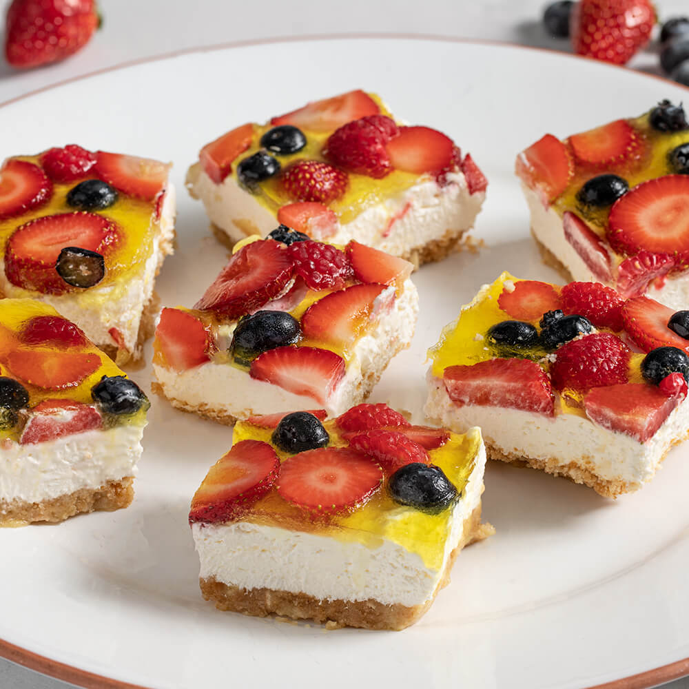 No-Bake Berry Cheesecake Bars | Low Sugar Recipe
