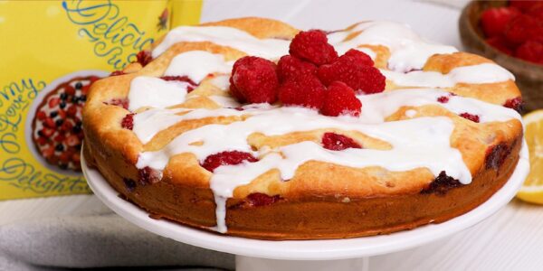 Raspberry Yoghurt Cake with Lemon Glaze