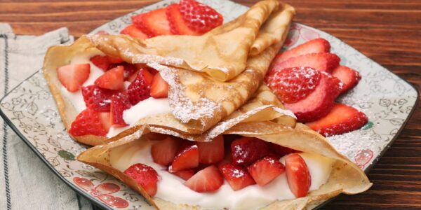 Strawberry and Yoghurt Crepes
