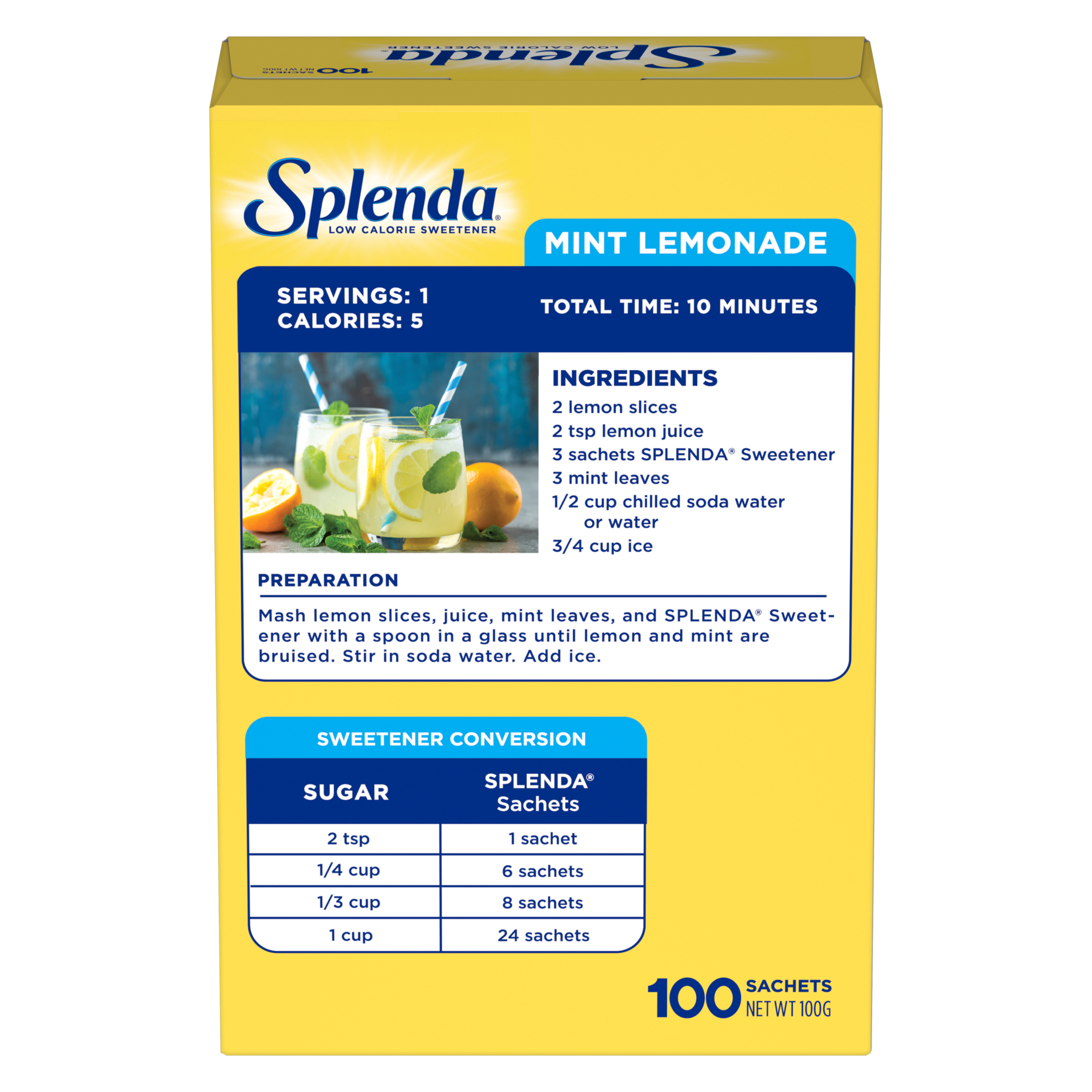 Splenda Sweetener Sachets 100ct. - Back