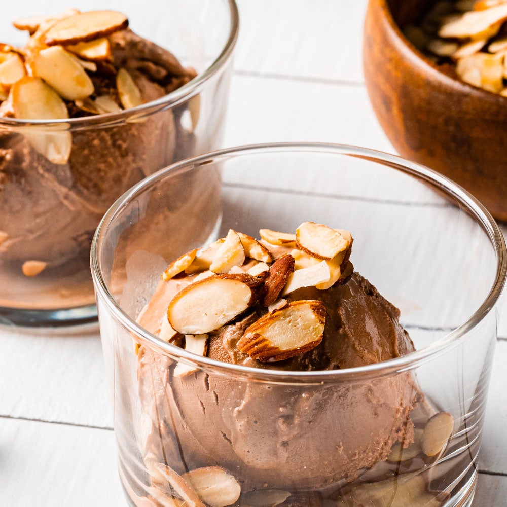 Dark Chocolate Almond Nice Cream | Low Sugar Recipe