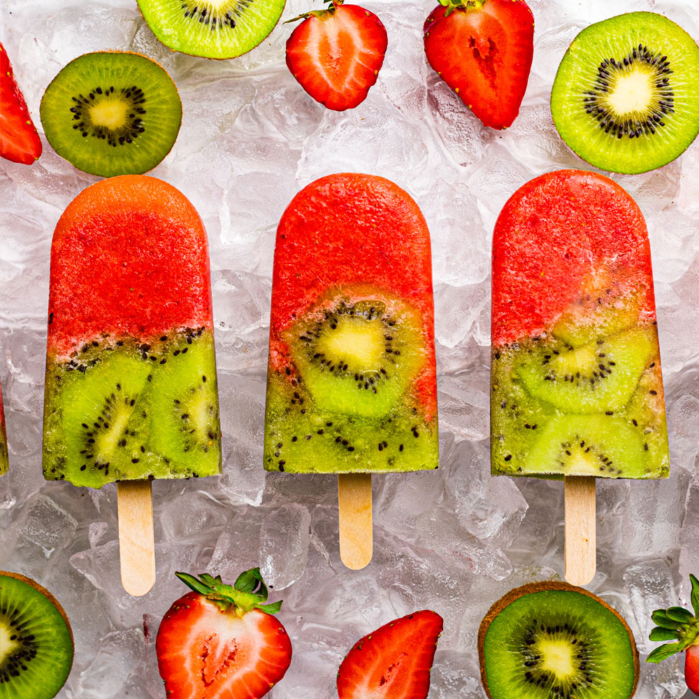 Strawberry Kiwi Ice Pops | Low Sugar Recipe