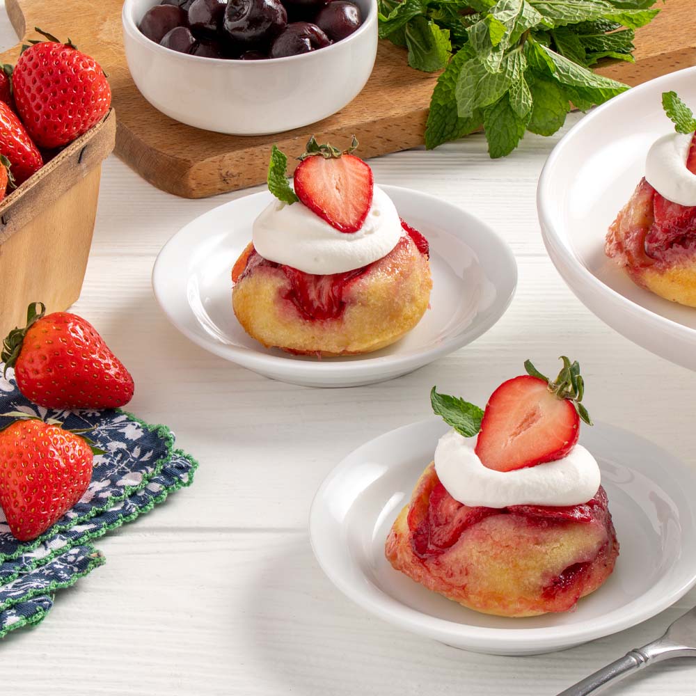 Strawberry and Cherry Upside-Down Cakes | Low Sugar Recipe