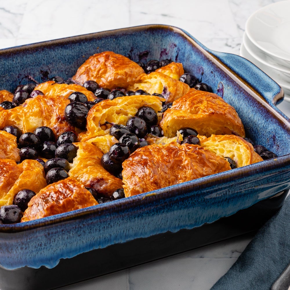 Blueberry Croissant Breakfast Casserole | Low Sugar Recipe